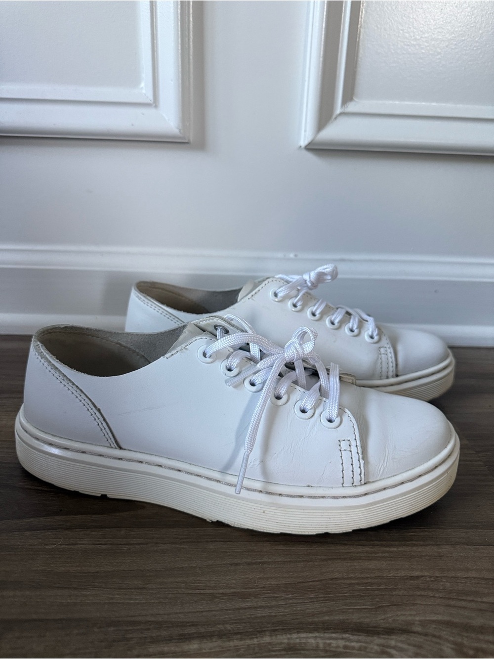 Dr Martens Dante White Venice Leather Sneakers Shoes Low Top US Men 6 / Ladies 7